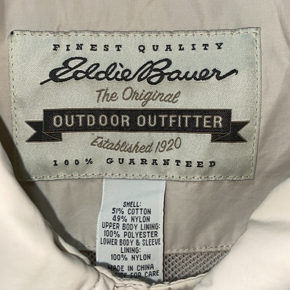 MEN EDDIE BAUER TRENCH VELCRO/ZIP FRONT CLOSURE, WELT POCKETS BEIGE SZ M - Picture 3 of 15
